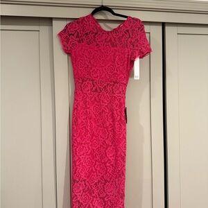 NSR Fuchsia Lace Midi Dress